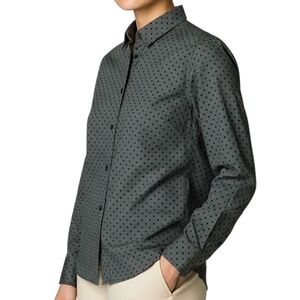 Slate & Stone Women's Green and Navy Star Print Button Front Shirt - Size M